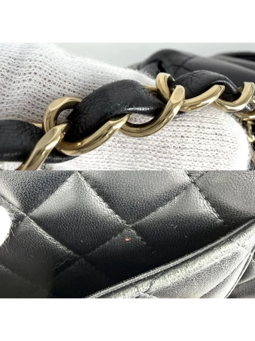 Chanel Shoulder Bag Mini Quilted CC Logo Bag Crossbody Lambskin Black Gold